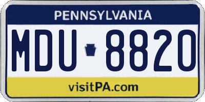 PA license plate MDU8820
