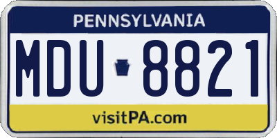 PA license plate MDU8821