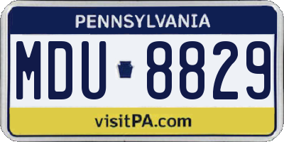 PA license plate MDU8829