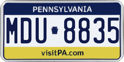 PA license plate MDU8835