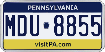 PA license plate MDU8855