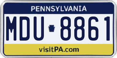 PA license plate MDU8861