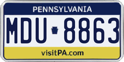 PA license plate MDU8863