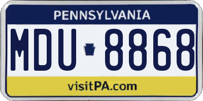 PA license plate MDU8868