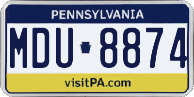 PA license plate MDU8874
