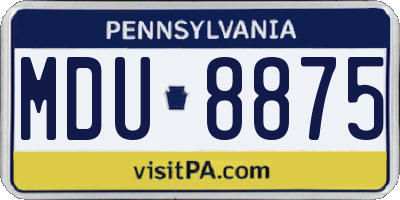 PA license plate MDU8875