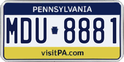 PA license plate MDU8881
