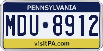 PA license plate MDU8912