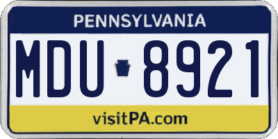 PA license plate MDU8921