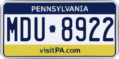 PA license plate MDU8922