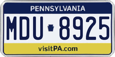PA license plate MDU8925