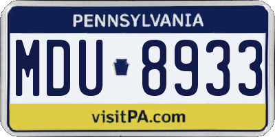 PA license plate MDU8933