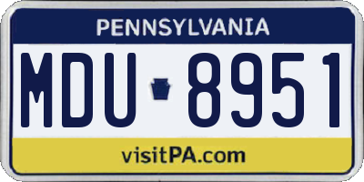 PA license plate MDU8951