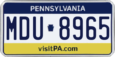 PA license plate MDU8965