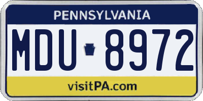 PA license plate MDU8972