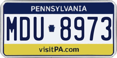PA license plate MDU8973