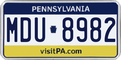PA license plate MDU8982