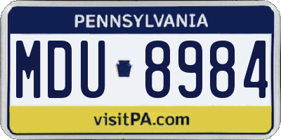 PA license plate MDU8984
