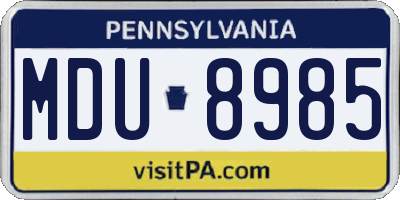 PA license plate MDU8985