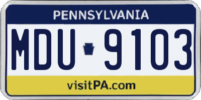 PA license plate MDU9103