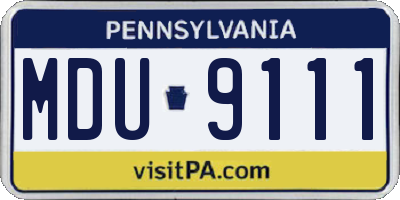 PA license plate MDU9111