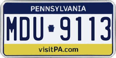 PA license plate MDU9113