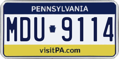 PA license plate MDU9114