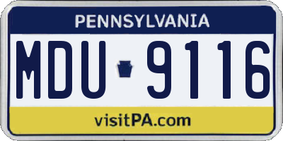 PA license plate MDU9116