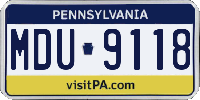 PA license plate MDU9118