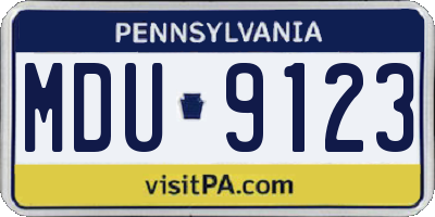 PA license plate MDU9123