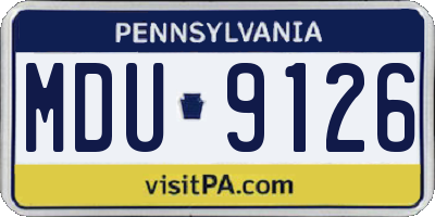 PA license plate MDU9126