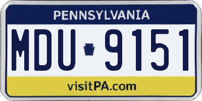 PA license plate MDU9151