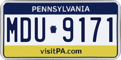 PA license plate MDU9171