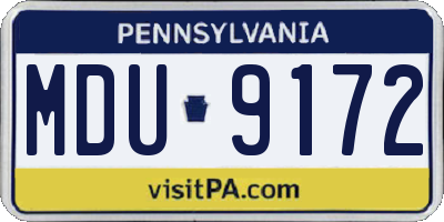 PA license plate MDU9172