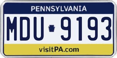 PA license plate MDU9193