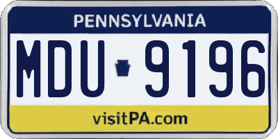 PA license plate MDU9196