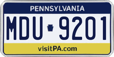 PA license plate MDU9201