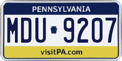 PA license plate MDU9207