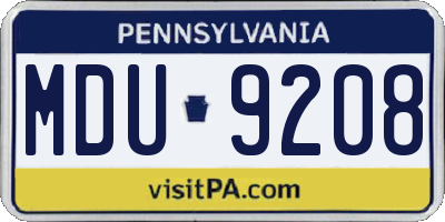 PA license plate MDU9208