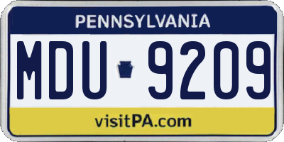 PA license plate MDU9209