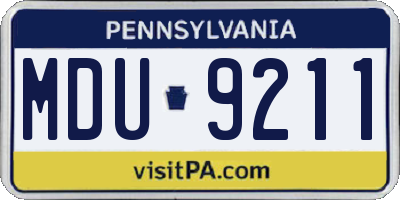PA license plate MDU9211