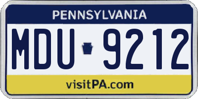 PA license plate MDU9212