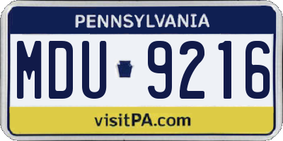 PA license plate MDU9216