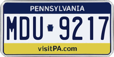 PA license plate MDU9217