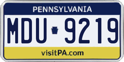 PA license plate MDU9219