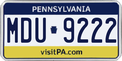 PA license plate MDU9222