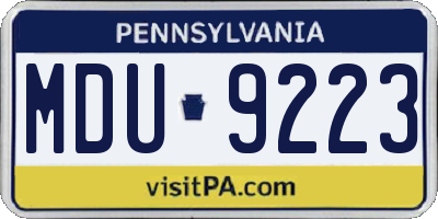 PA license plate MDU9223