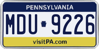 PA license plate MDU9226