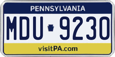 PA license plate MDU9230