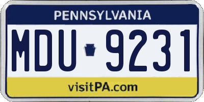 PA license plate MDU9231